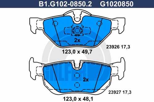 Колодки тормозные GALFER B1-G102-0850-2