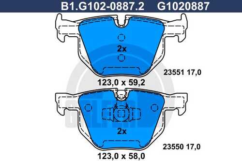 Колодки тормозные GALFER B1-G102-0887-2