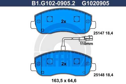 Колодки тормозные дисковые /комплект 4 шт GALFER B1-G102-0905-2