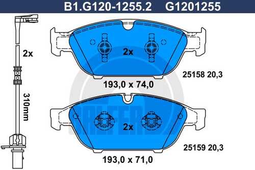 Колодки тормозные дисковые /комплект 4 шт GALFER B1-G120-1255-2