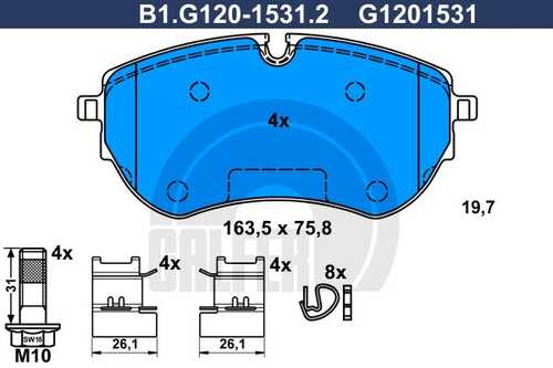 Колодки тормозные дисковые /комплект 4 шт GALFER B1-G120-1531-2