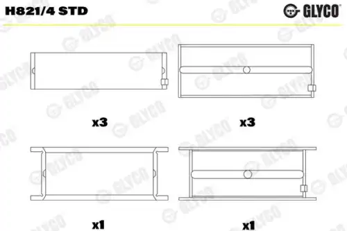 H 821/4 std коренной вкладыш (комплект) GLYCO H 821/4 STD