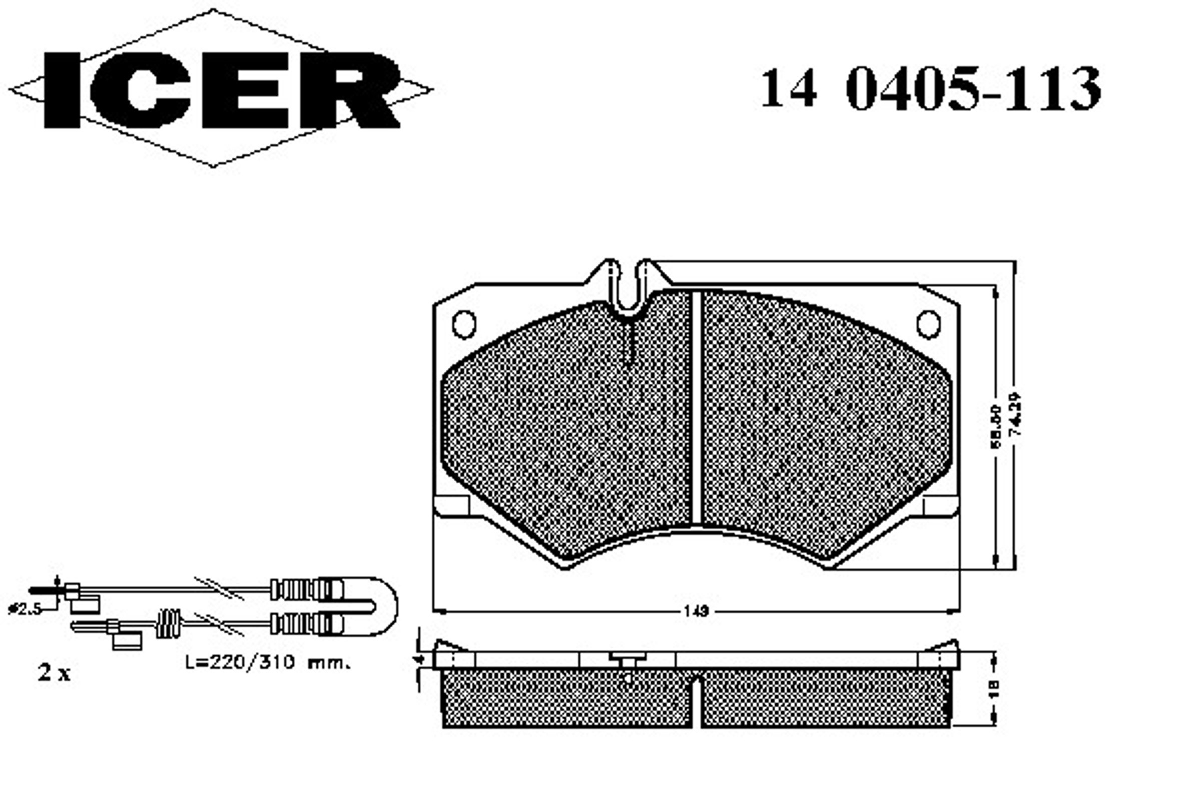 Колодки тормозные дисковые ICER 140405-113
