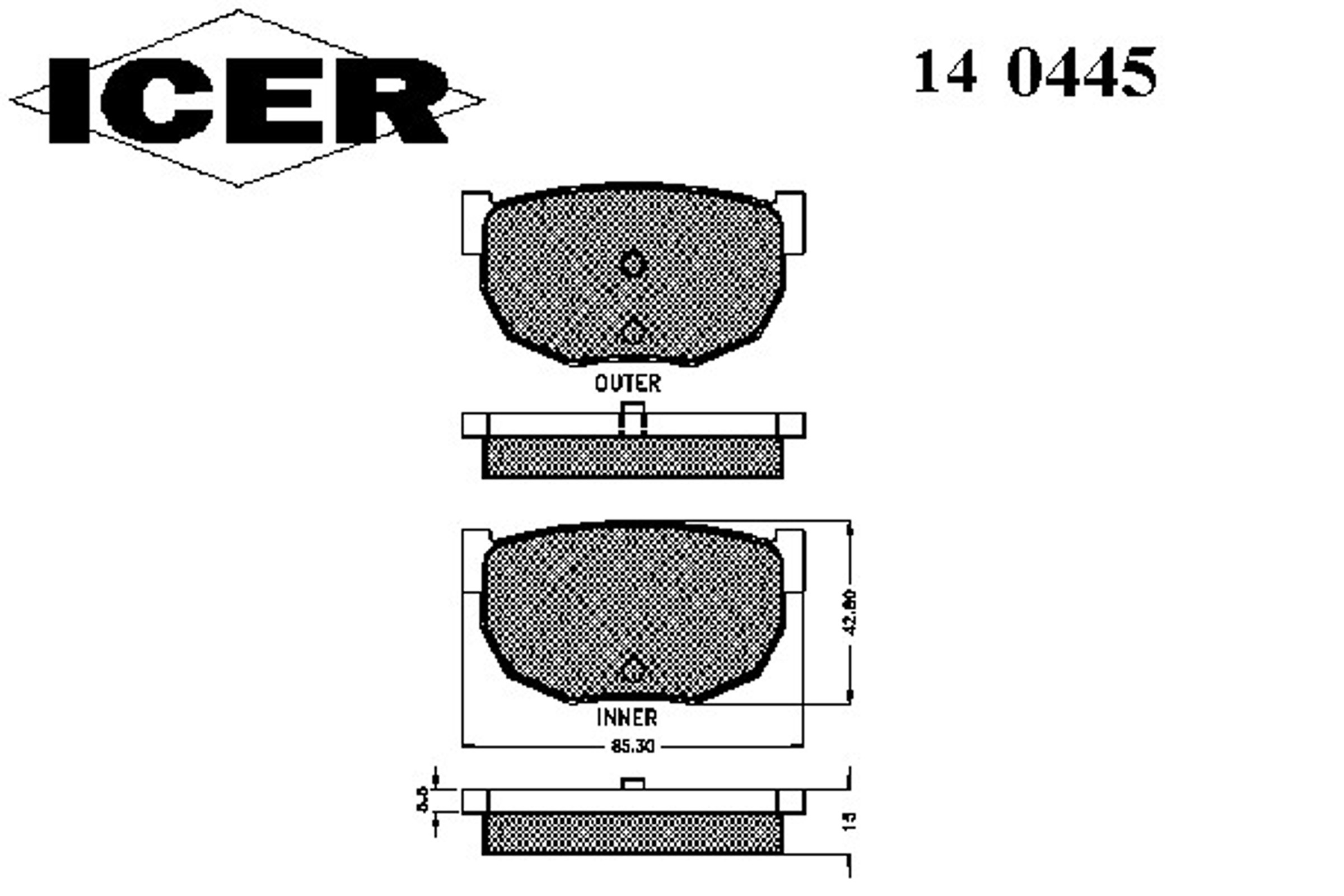 Колодки тормозные дисковые ICER 140445