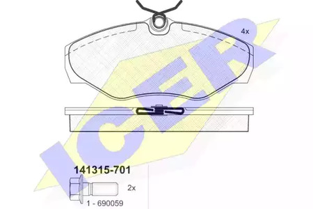 Комплект тормозных колодок дискового тормоза ICER 141315-701