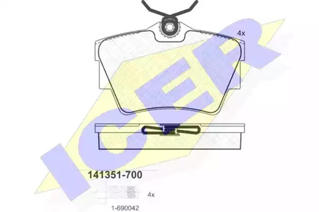 Комплект тормозных колодок дискового тормоза ICER 141351-700
