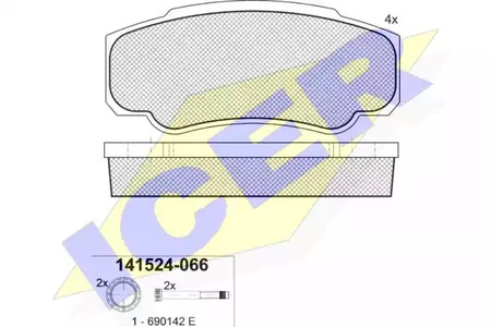 Колодки тормозные дисковые комплект ICER 141524