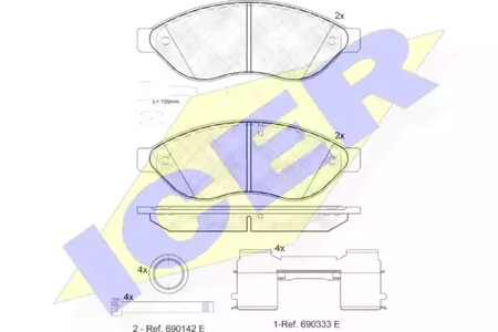 Комплект тормозных колодок дискового тормоза ICER 141803-203