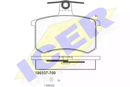 Комплект тормозных колодок дискового тормоза ICER 180337-700