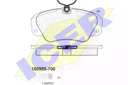 Комплект тормозных колодок дискового тормоза ICER 180989-700