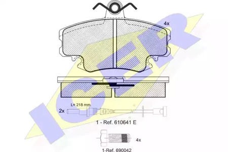 Комплект тормозных колодок дискового тормоза ICER 180993-700