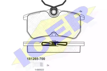 Комплект тормозных колодок дискового тормоза ICER 181265-700