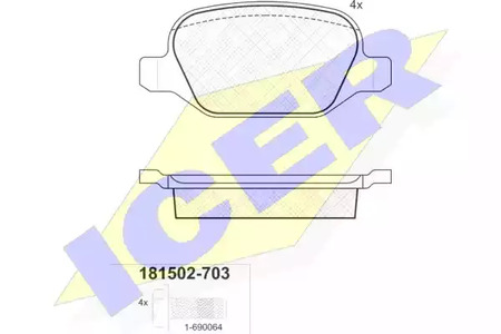 Колодки тормозные дисковые комплект ICER 181502-703
