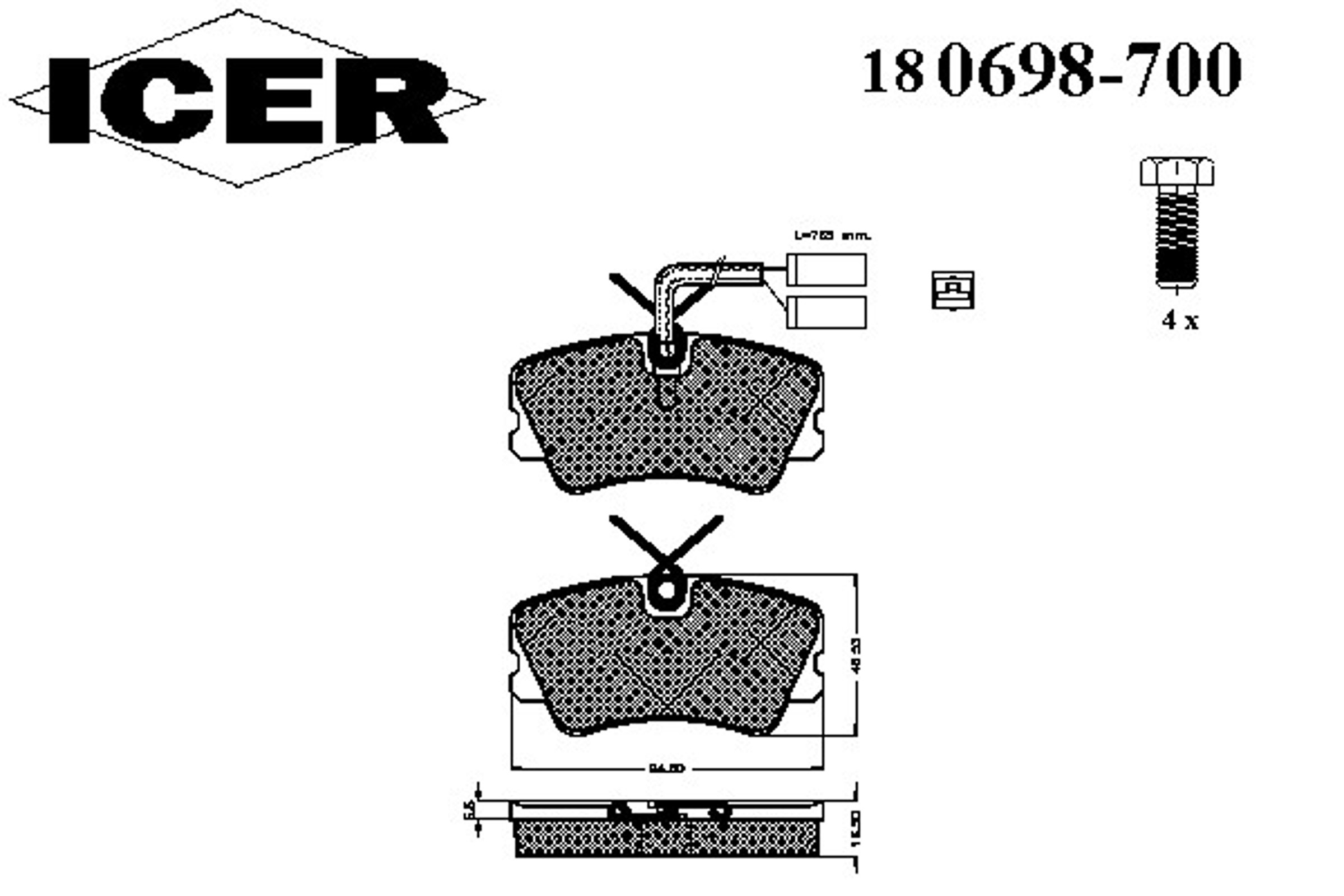 Колодки тормозные дисковые ICER 180698-700