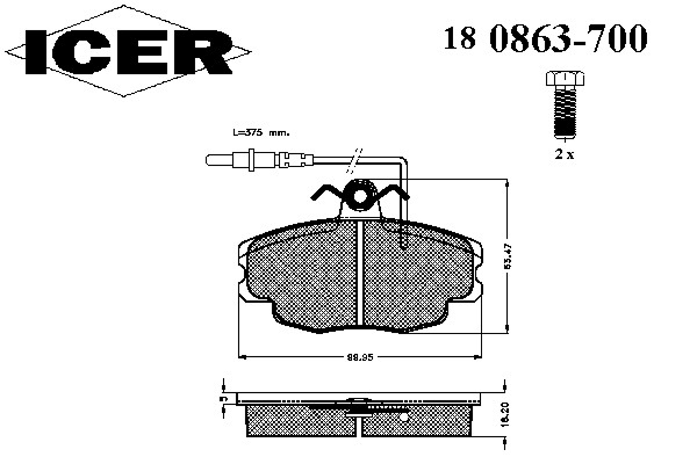 Колодки тормозные дисковые ICER 180863-700