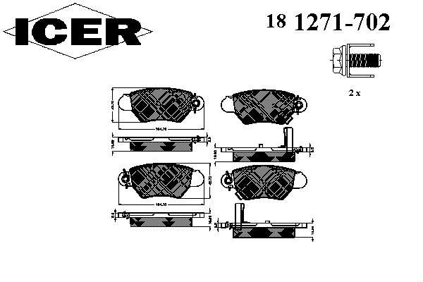 Комплект тормозных колодок дискового тормоза ICER 181271-702