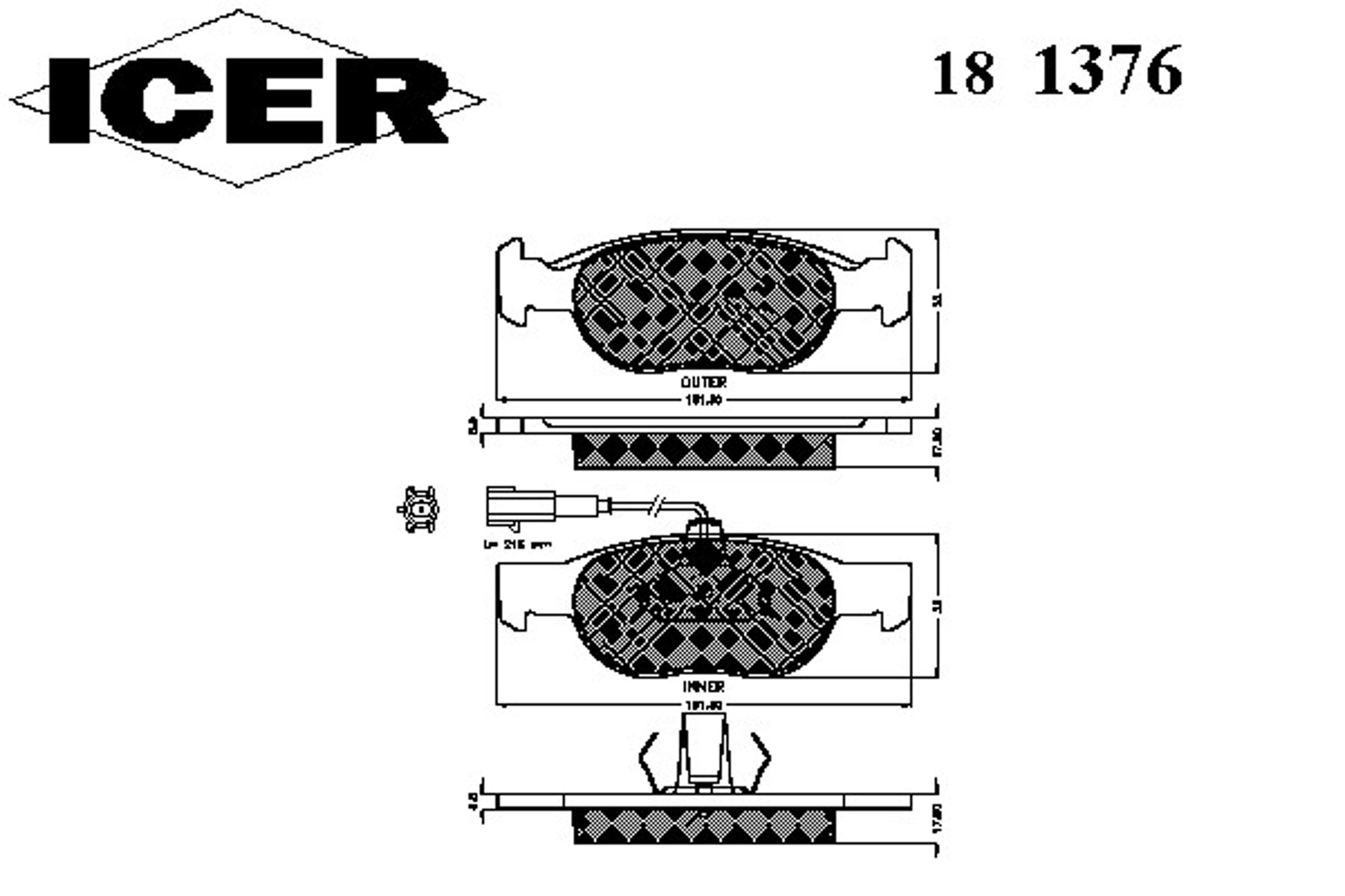 Колодки тормозные дисковые ICER 181376