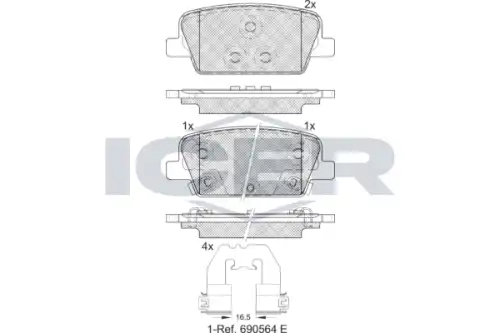 182388 колодки дисковые задние ICER 182388