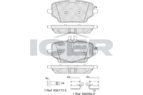 182392 колодки дисковые задние ICER 182392