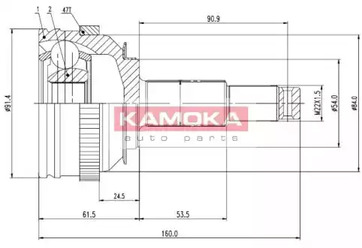 Шарнирный комплект приводной вал KAMOKA 6999