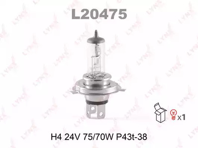 Лампа галогеновая h4 LYNXAUTO L20475