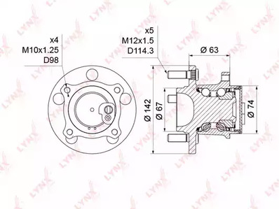 Комплект подшипника ступицы колеса LYNXAUTO WH-1214