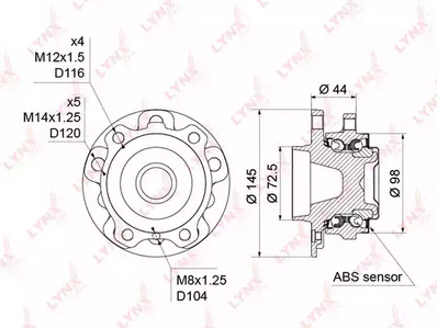 Комплект подшипника ступицы колеса LYNXAUTO WH-1312