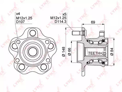 Комплект подшипника ступицы колеса LYNXAUTO WH-1356