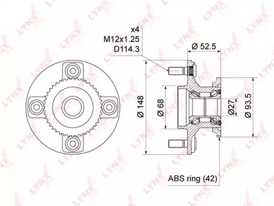 Комплект подшипника ступицы колеса LYNXAUTO WH-1459