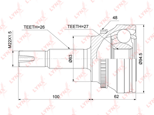 Комплект шруса наружный LYNXAUTO CO-7585A