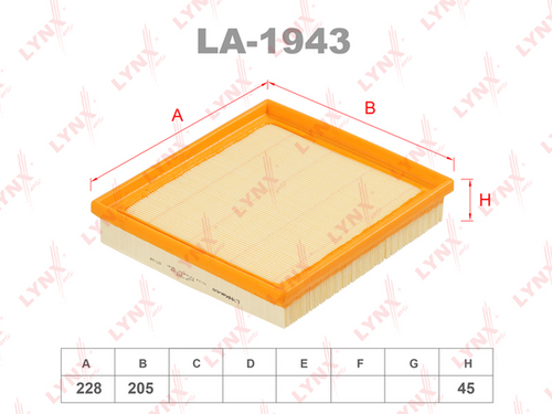 Воздушный фильтр LYNXAUTO LA-1943