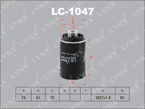 Фильтр масляный LYNXAUTO LC-1047