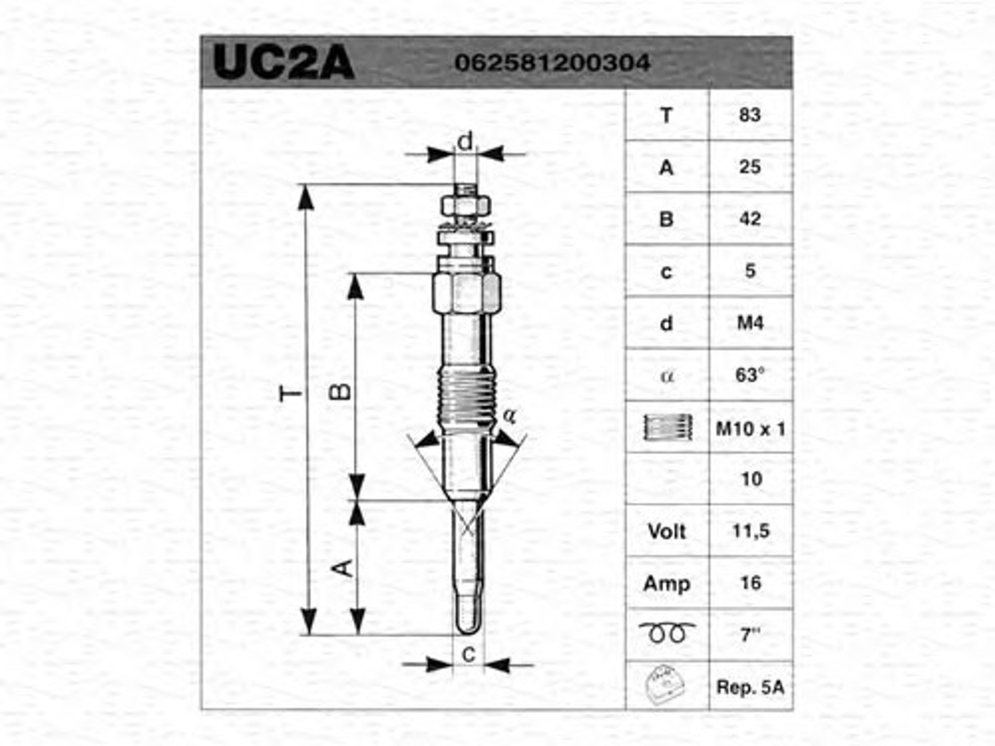 Свеча накаливания MAGNETI MARELLI 062581201304