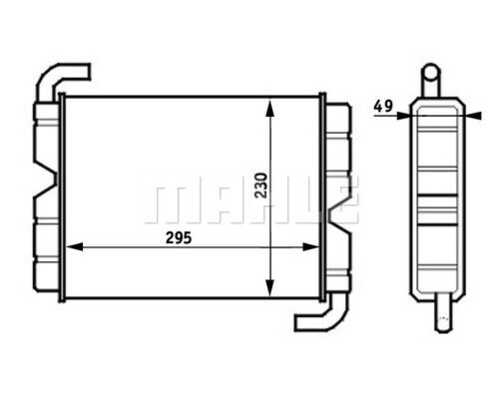 Ah 45 000s радиатор отопителя алюм.295x230x49 MAHLE/KNECHT AH 45 000S