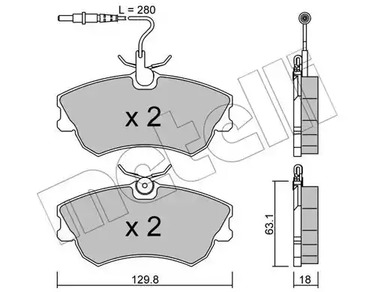 Комплект тормозных колодок дискового тормоза METELLI 22-0222-0