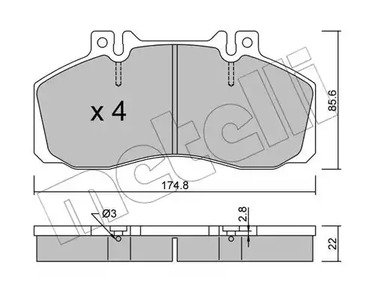 Комплект тормозных колодок дискового тормоза METELLI 22-0267-0