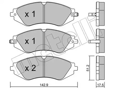 Комплект тормозных колодок дискового тормоза METELLI 22-0294-0
