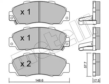 Комплект тормозных колодок дискового тормоза METELLI 22-0298-0