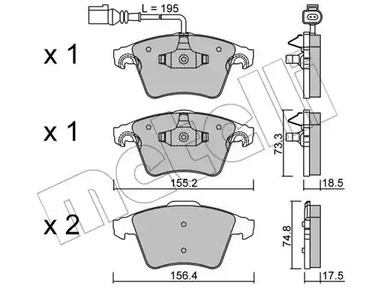 Комплект тормозных колодок дискового тормоза METELLI 22-0552-1