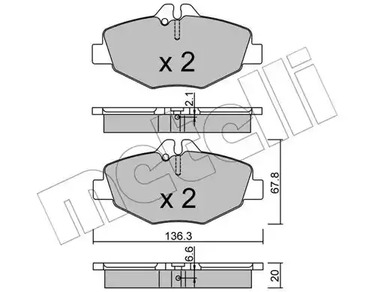 Комплект тормозных колодок дискового тормоза METELLI 22-0562-0