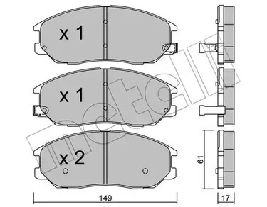 Комплект тормозных колодок дискового тормоза METELLI 22-0633-0