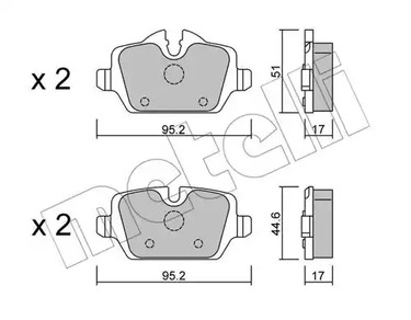 Комплект тормозных колодок дискового тормоза METELLI 22-0641-0