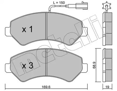Комплект тормозных колодок дискового тормоза METELLI 22-0709-0