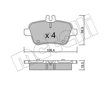 Комплект тормозных колодок дискового тормоза METELLI 22-0966-0