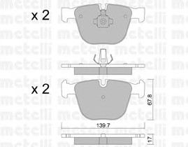 Комплект тормозных колодок дискового тормоза METELLI 22-0773-0