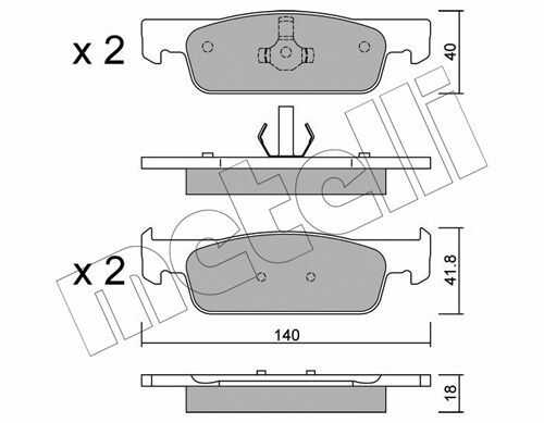 Комплект тормозных колодок дискового тормоза METELLI 22-0975-3