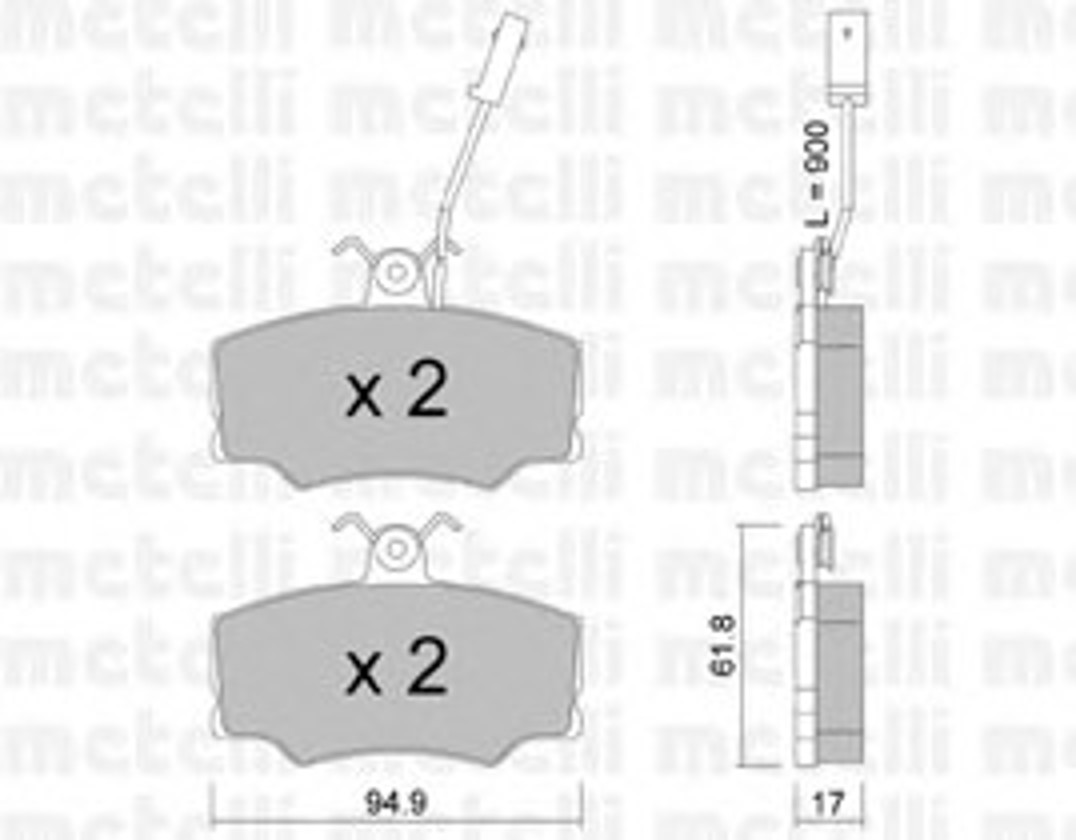 Комплект тормозных колодок дисковый тормоз METELLI 22-0076-0