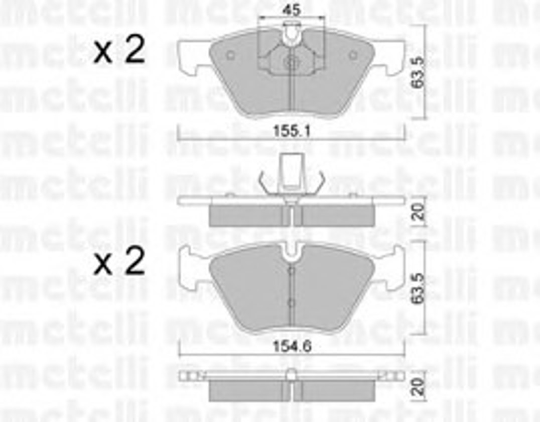 Комплект тормозных колодок дисковый тормоз METELLI 22-0557-3