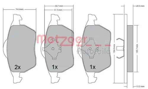 Колодки тормозные дисковые METZGER 1170278