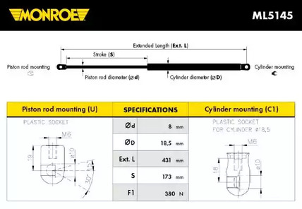 Амортизатор крышки багажника MONROE ML5145